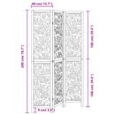 vidaXL 3 paneles fekete tömör császárfa térelválasztó