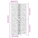 vidaXL 3 paneles fekete tömör császárfa térelválasztó