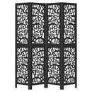 vidaXL 4 paneles fekete tömör császárfa térelválasztó