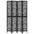 vidaXL 4 paneles fekete tömör császárfa térelválasztó