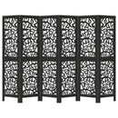 vidaXL 6 paneles fekete tömör császárfa térelválasztó