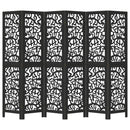 vidaXL 6 paneles fekete tömör császárfa térelválasztó