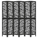 vidaXL 6 paneles fekete tömör császárfa térelválasztó