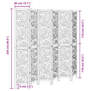 vidaXL 6 paneles fekete tömör császárfa térelválasztó