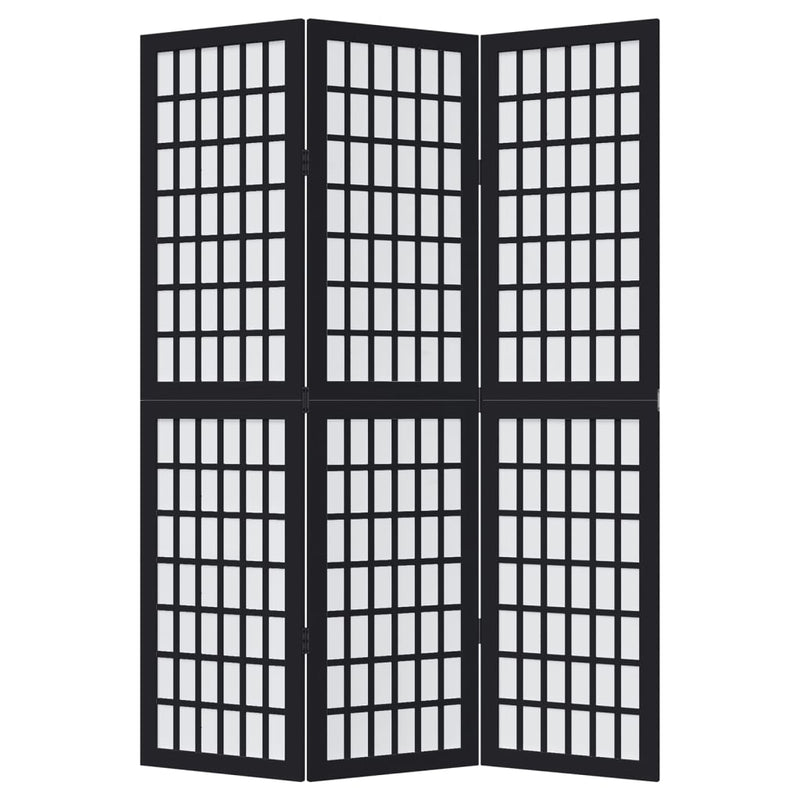 vidaXL 3 paneles fekete tömör császárfa térelválasztó