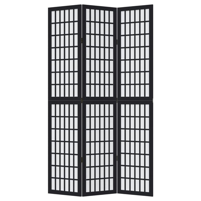 vidaXL 3 paneles fekete tömör császárfa térelválasztó