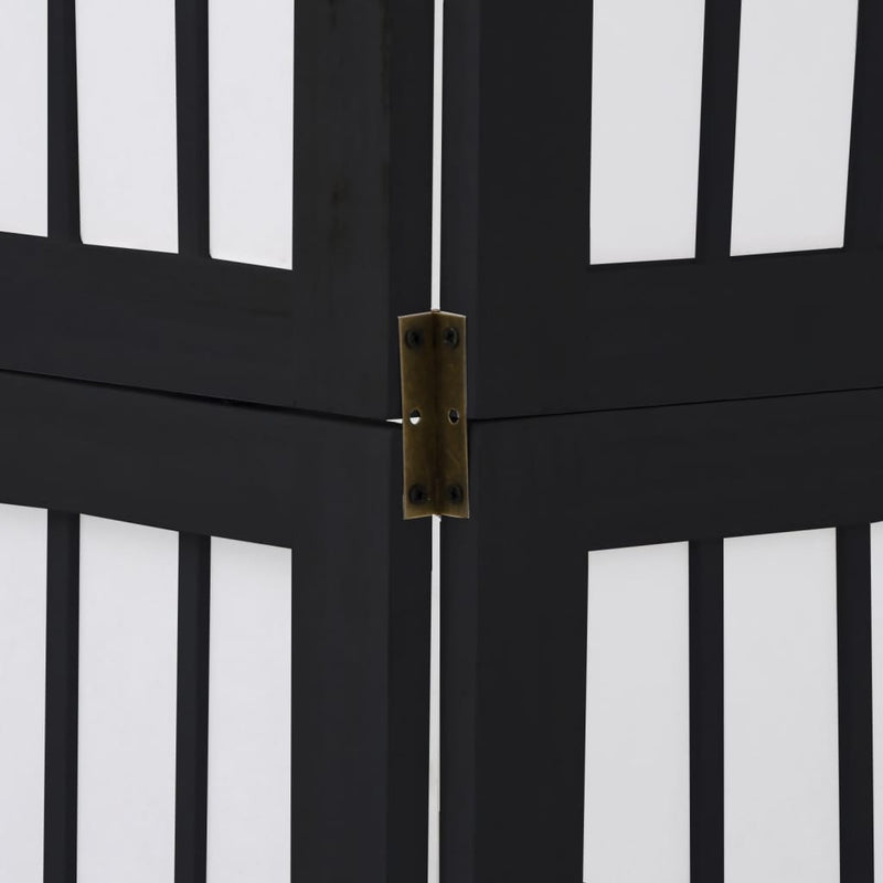 vidaXL 3 paneles fekete tömör császárfa térelválasztó