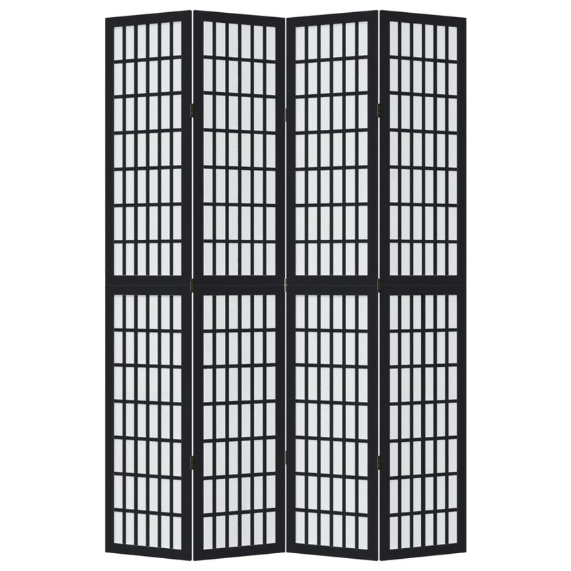vidaXL 4 paneles fekete tömör császárfa térelválasztó