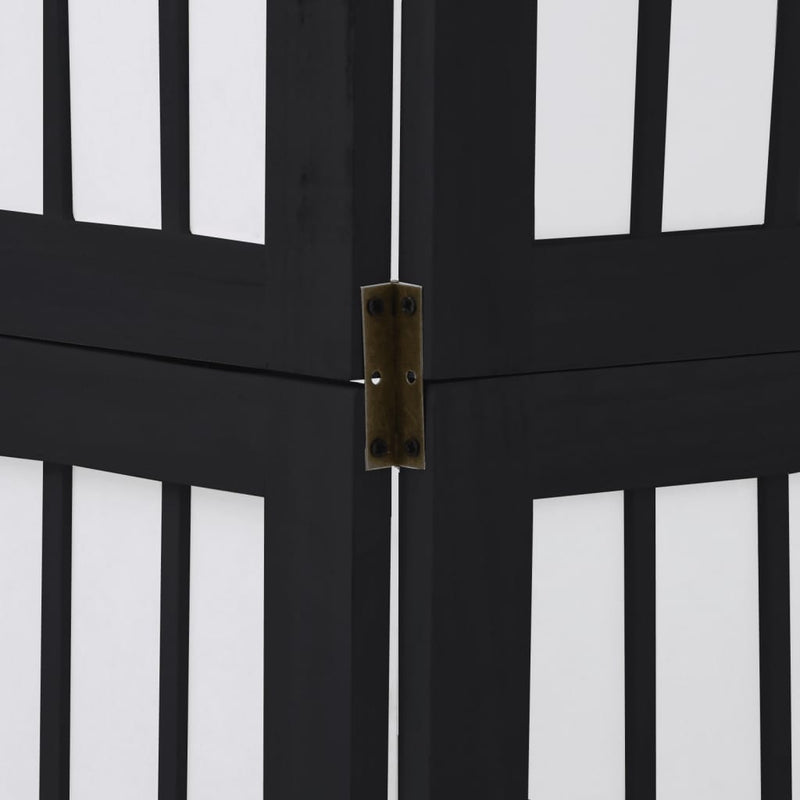 vidaXL 4 paneles fekete tömör császárfa térelválasztó