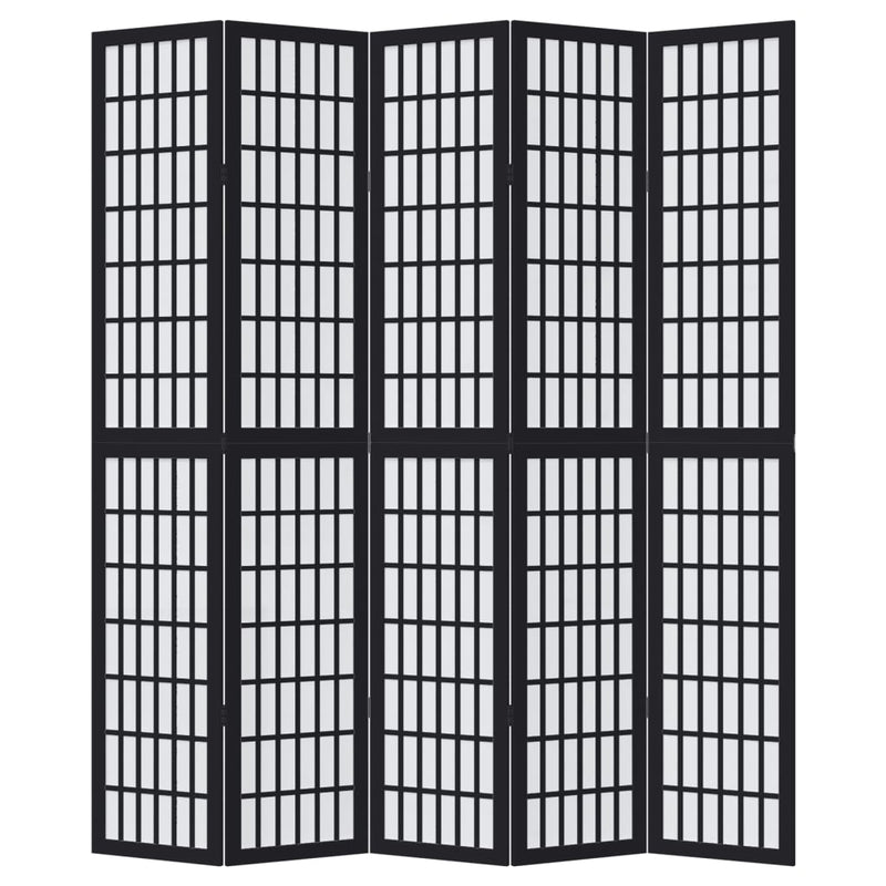 vidaXL 5 paneles fekete tömör császárfa térelválasztó