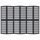 vidaXL 6 paneles fekete tömör császárfa térelválasztó