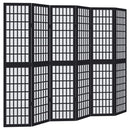 vidaXL 6 paneles fekete tömör császárfa térelválasztó