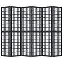vidaXL 6 paneles fekete tömör császárfa térelválasztó