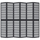 vidaXL 6 paneles fekete tömör császárfa térelválasztó