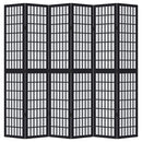 vidaXL 6 paneles fekete tömör császárfa térelválasztó