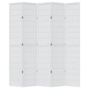 vidaXL 5 paneles fehér tömör császárfa térelválasztó