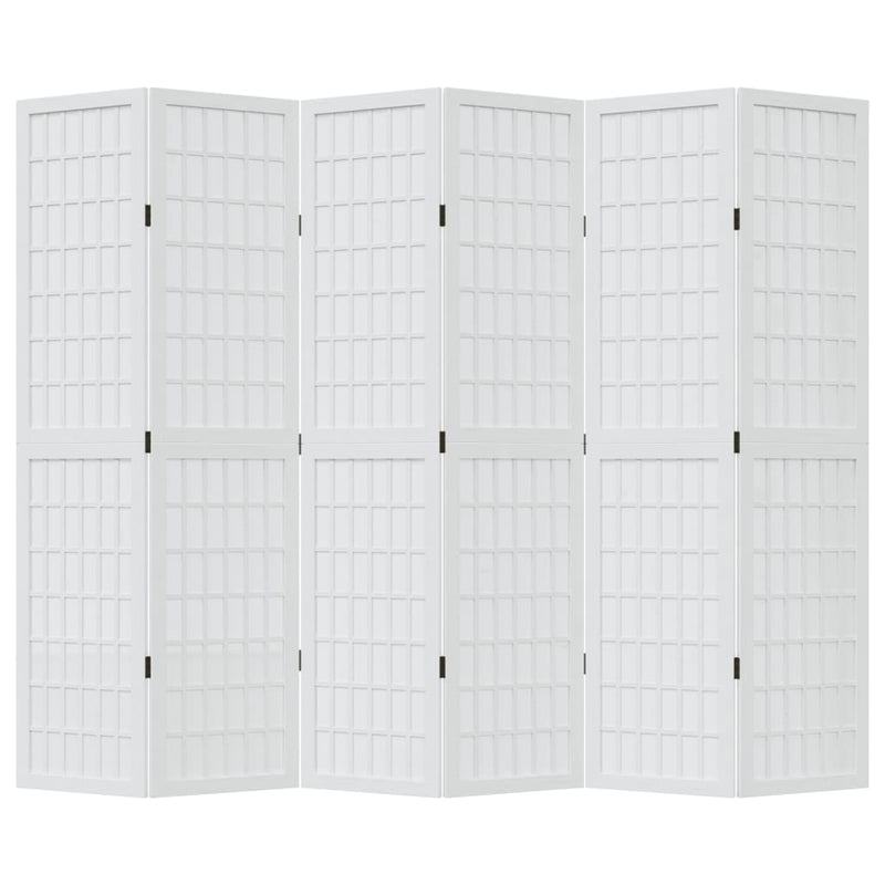 vidaXL 6 paneles fehér tömör császárfa térelválasztó