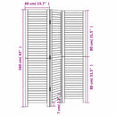 vidaXL 3 paneles fehér tömör császárfa térelválasztó