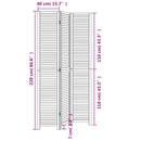vidaXL 3 paneles fehér tömör császárfa térelválasztó