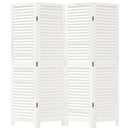 vidaXL 4 paneles fehér tömör császárfa térelválasztó