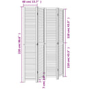 vidaXL 4 paneles fehér tömör császárfa térelválasztó