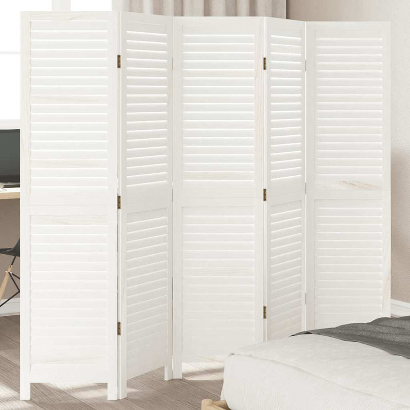 vidaXL 5 paneles fehér tömör császárfa térelválasztó