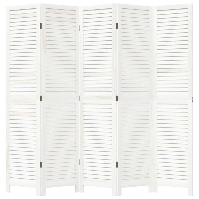 vidaXL 5 paneles fehér tömör császárfa térelválasztó