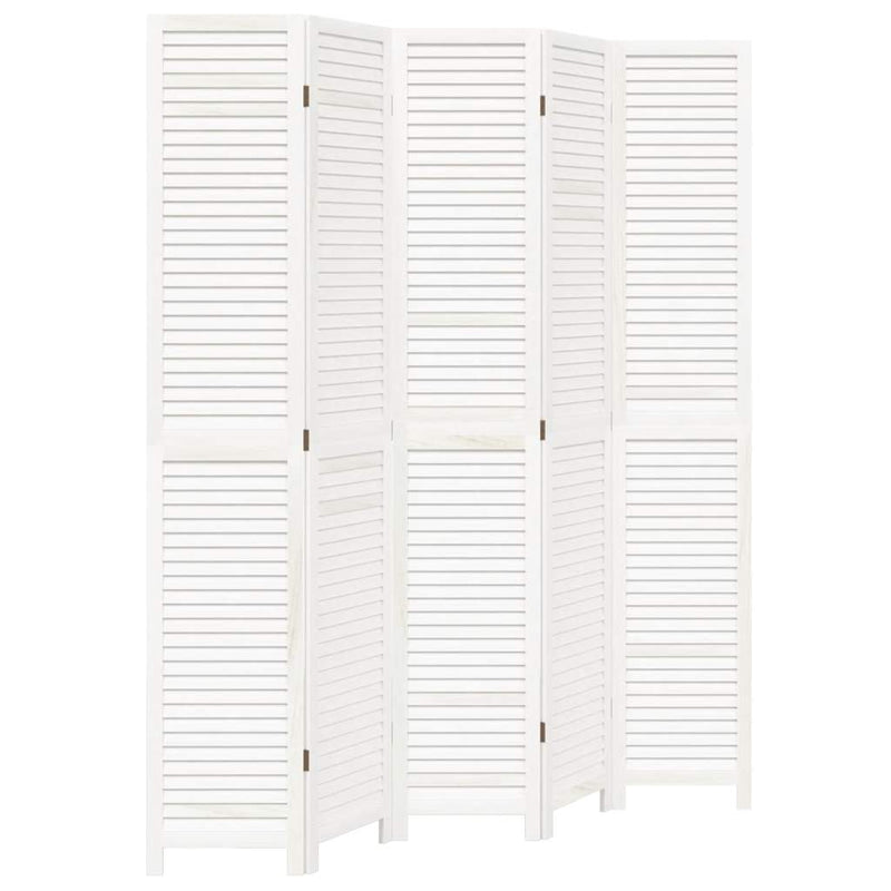 vidaXL 5 paneles fehér tömör császárfa térelválasztó