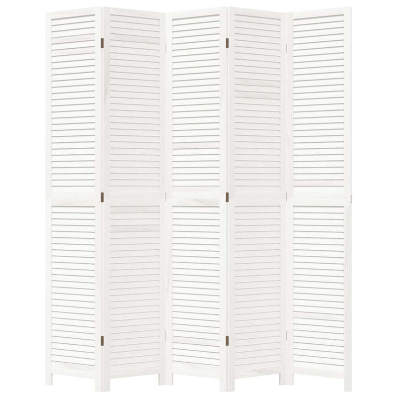 vidaXL 5 paneles fehér tömör császárfa térelválasztó