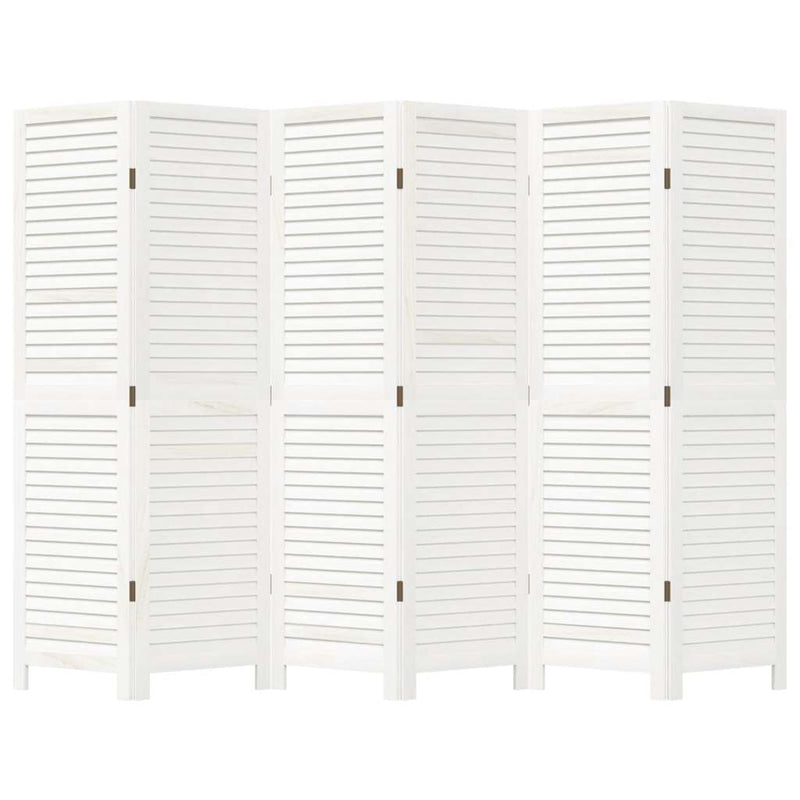 vidaXL 6 paneles fehér tömör császárfa térelválasztó