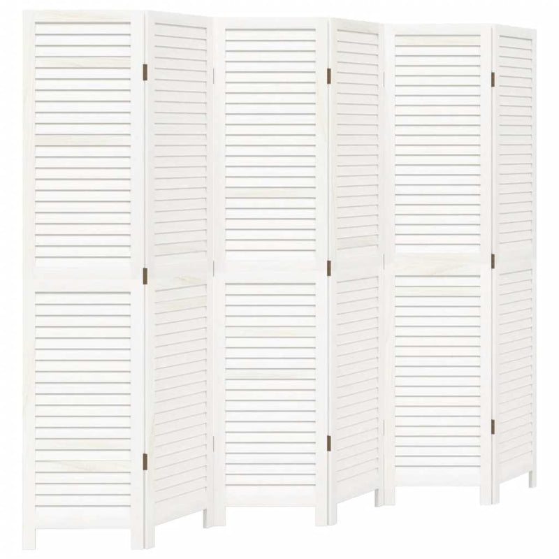 vidaXL 6 paneles fehér tömör császárfa térelválasztó
