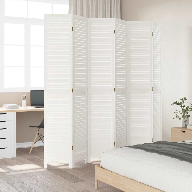 vidaXL 6 paneles fehér tömör császárfa térelválasztó