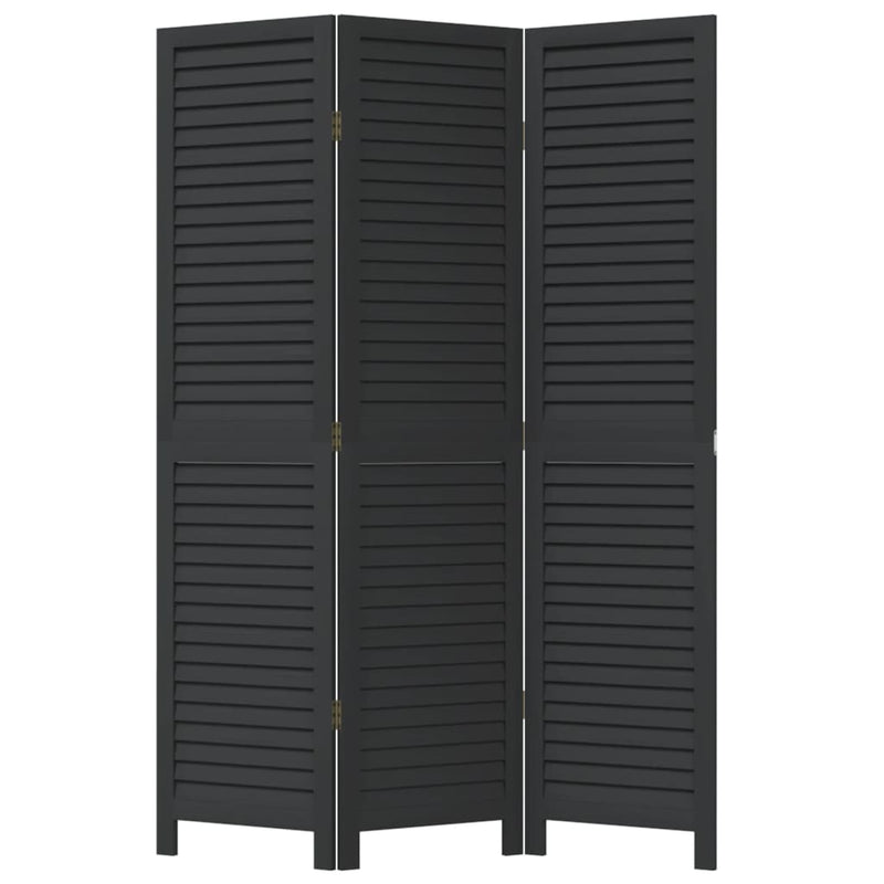 vidaXL 3 paneles fekete tömör császárfa térelválasztó