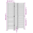 vidaXL 3 paneles fekete tömör császárfa térelválasztó