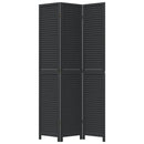 vidaXL 3 paneles fekete tömör császárfa térelválasztó