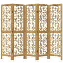 vidaXL 5 paneles barna tömör császárfa térelválasztó