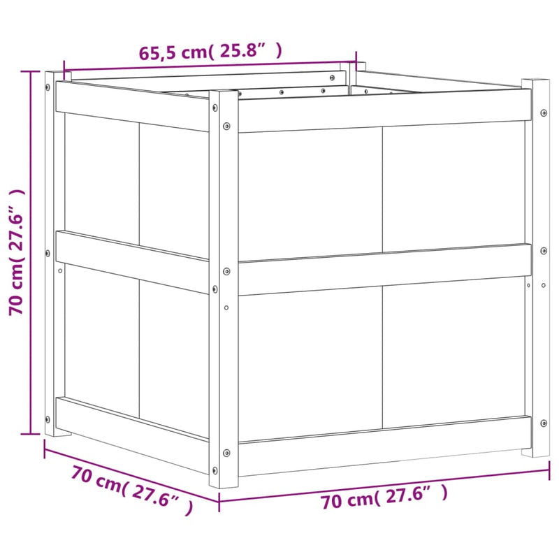 vidaXL viaszbarna tömör fenyőfa kerti virágláda 70 x 70 x 70 cm