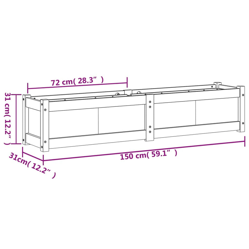 vidaXL impregnált fenyőfa virágláda 150x31x31 cm