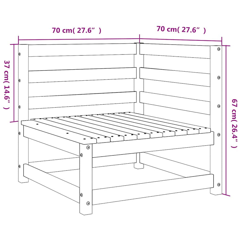 vidaXL 2 db tömör fenyőfa kerti sarokkanapé 70 x 70 x 67 cm
