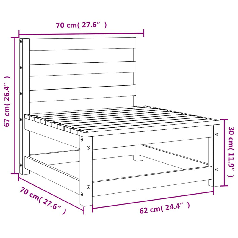 vidaXL viaszbarna tömör fenyőfa karfa nélküli kerti kanapé 70x70x67 cm