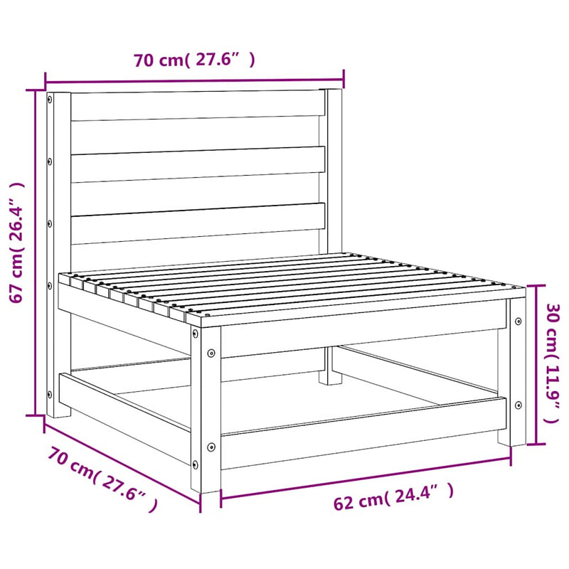 vidaXL 2 db tömör fenyőfa karfa nélküli kerti kanapé 70 x 70 x 67 cm