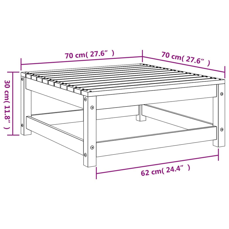 vidaXL tömör fenyőfa kerti lábtartó 70 x 70 x 30 cm