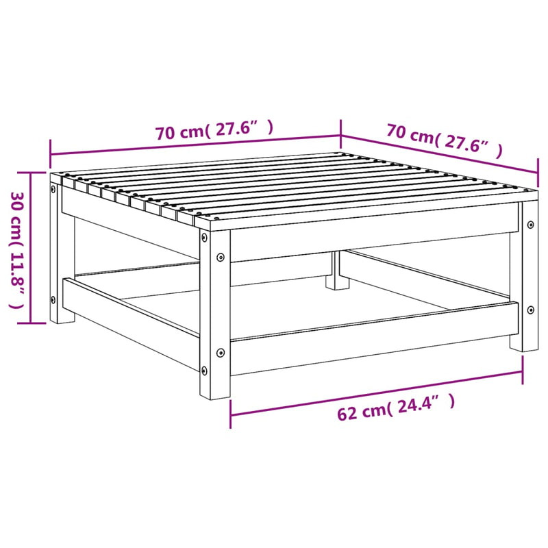 vidaXL viaszbarna tömör fenyőfa kerti lábtartó 70 x 70 x 30 cm