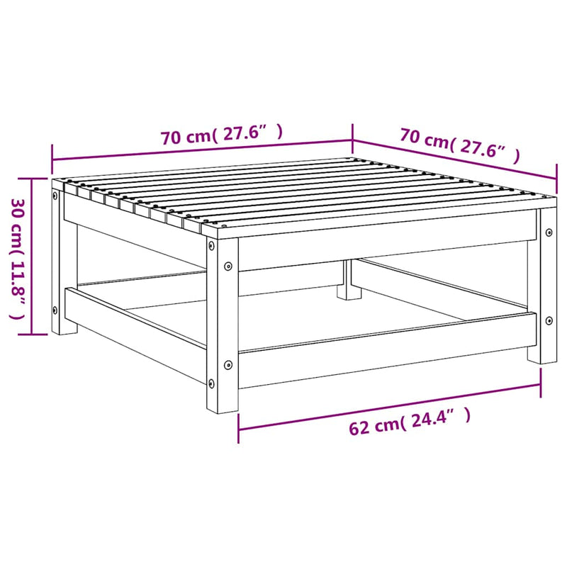 vidaXL tömör duglászfenyő kerti lábzsámoly 70 x 70 x 30 cm