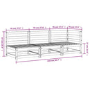 vidaXL fehér háromszemélyes tömör fenyőfa kerti kanapé