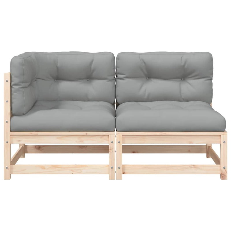 vidaXL 2 személyes tömör fenyőfa kerti kanapé párnával