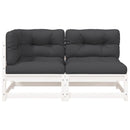 vidaXL 2 személyes fehér tömör fenyőfa kerti kanapé párnával