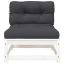 vidaXL 2 személyes fehér tömör fenyőfa kerti kanapé párnával