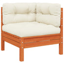 vidaXL viaszbarna tömör fenyőfa kerti sarokkanapé párnákkal