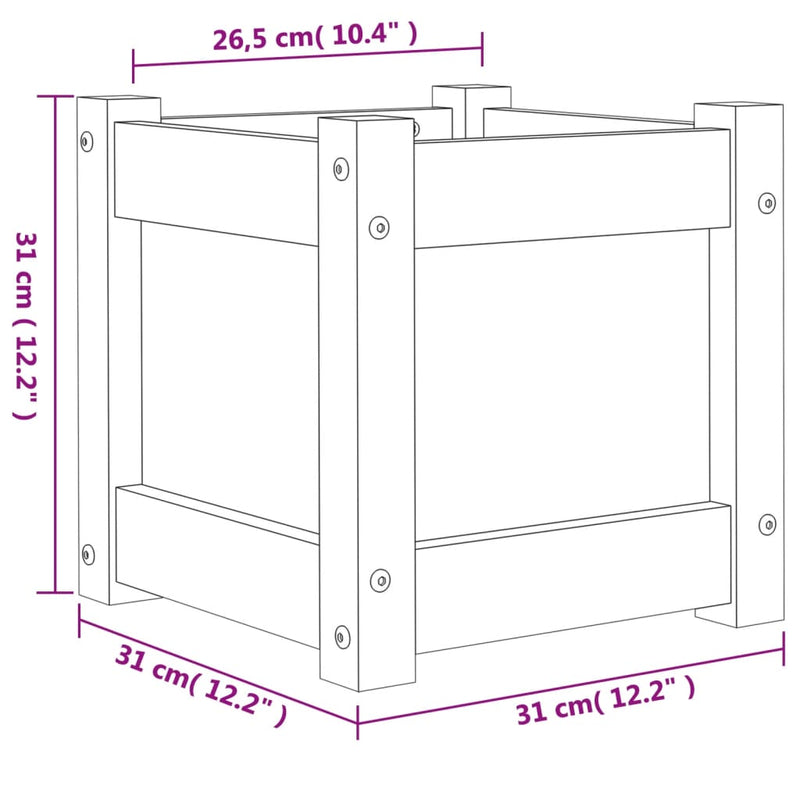 vidaXL viaszbarna tömör fenyőfa kerti virágláda 31 x 31 x 31 cm